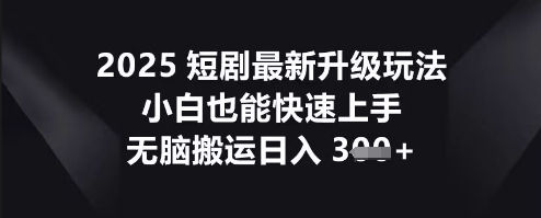 2025短剧最新升级玩法，小白也能快速上手，无脑搬运日入3张-678网创