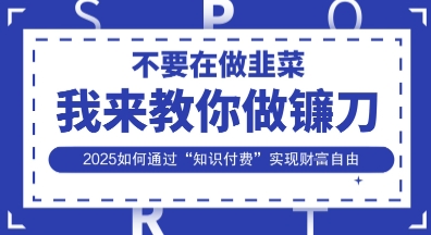 韭菜生涯终结者，我来教你做镰刀，2025如何通过“知识付费”实现财F自由【揭秘】-678网创