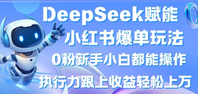 DeepSeek赋能小红书爆单玩法0粉新手小白都能操作，执行力跟上收益轻松上W，懒人勿做-678网创