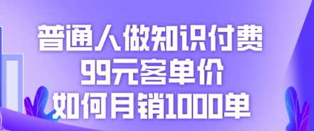 普通人做知识付费，99元客单价如何月销1000单-678网创