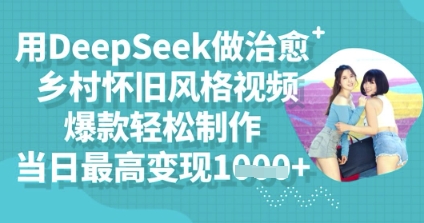用DeepSeek做治愈乡村怀旧风格视频，爆款轻松制作，当日最高变现多张-678网创